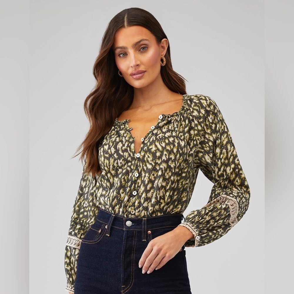 Cleobella Alicia Blouse Long Sleeve Organic Cotton Pattern - Small NWT